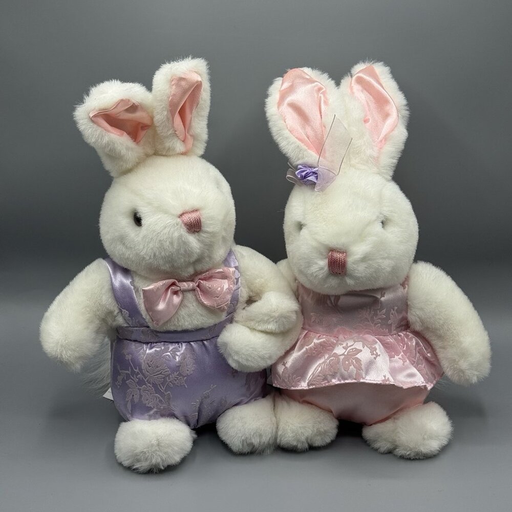Main Joy Plush Bunny Rabbit Pair Vintage 13" NO SOUND OR LIGHTS Peter Rabbit